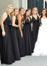 Cynthia | Most Beautiful Day Convertible Black Chiffon Maxi Bridesmaid Dress with ultiway Infinity - Price #price_variant_lowest# - Black - PromDressClub